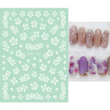 Popxstar Back Glue Nail Stickers Transparent White Black Florals Butterflys Decals For Nail Art Manicure Beauty Decoration