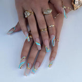 Popxstar Spring Centerpiece Ideas Short Square Acrylic Nails Spring Dip Nails  24pcs/box Fake Nails With Design Tai Chi White Black Full Cover Acrylic Press On Fake Nails Sets With Glue Long Artifical Nails