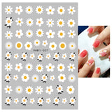Popxstar black Glue Stickers Spring Summer Daisys Sunflowers Nail Decals Decoration For Nail Art Manicure Beauty