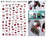 Popxstar Nail Art Stickers Accessories Halloween Nails Art Manicure Back Glue Decal Decorations Stickers for Nails Tips Beauty Sticker