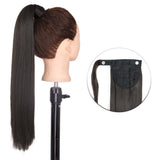 Popxstar Synthetic Corn Wavy Long Ponytail  Hairpiece Wrap on Clip Hair Extensions Ombre Brown Pony Tail Blonde Fack Hair