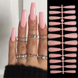 Pink Cow Design False Nail French Full Cover Long Coffin Fake Nails Glue DIY Manicure Nail Art Tools press on nails nail tips halloween