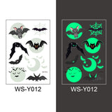 Popxstar Halloween Tattoo for Children Glowing Dark Taty Waterproof Fake Luminous Tattoo Stickers Body Art Cartoon Tattoo 105*60 Mm