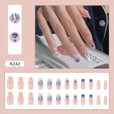 Popxstar  spring dip nails 24pcs Ballet Line Fake Nail Art Detachable Long Ballerina False Nails with Design Wearable Reusable Nails Full Cover Nail Tips