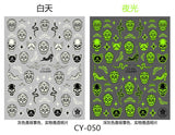Popxstar 1pcs Glowing Halloween Skull Spider Nail Art Sticker Luminous 3D Adhesive Slider Halloween Manicure Decal Decorations Gift