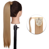 Popxstar Synthetic Corn Wavy Long Ponytail  Hairpiece Wrap on Clip Hair Extensions Ombre Brown Pony Tail Blonde Fack Hair