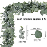 Popxstar Artificial Eucalyptus Leaves Vines Eucalyptus Garland 6' Long Faux Silk RATTAN for Wedding Backdrop Arch Home Room Garden Decor