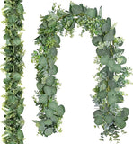 Popxstar Artificial Eucalyptus Leaves Vines Eucalyptus Garland 6' Long Faux Silk RATTAN for Wedding Backdrop Arch Home Room Garden Decor
