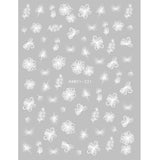 Popxstar Back Glue Nail Stickers Transparent White Black Florals Butterflys Decals For Nail Art Manicure Beauty Decoration