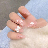 Popxstar spring centerpiece ideas short square acrylic nails spring dip nails 24pcs Mid Length Fake Nails Ballet Removable Wear Full Cover Coffin Artificial Manicure Patch False Nail Tips with Glue