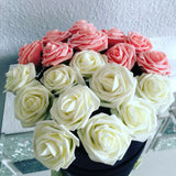 Popxstar 25Pcs 8cm PE Foam Rose Head Artificial Rose Flower Bouquet For Home Wedding Birthday Party Table Decor Valentines Day Gift Craft