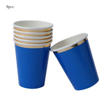 Popxstar Royal Blue Disposable Tableware Set Party Paper Straws Cups Plates Carnival Wedding Decoration Baby Shower Birthday Party Supply