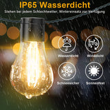 Popxstar LED Solar String Lights Bulbs Outdoor Christmas Decoration IP65 Waterproof Fairy Lights For Garden Patio Camping Party Wedding