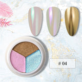 Mirror Nail Powder Pigment Pearl White Rubbing on Nail Art Glitter Dust Chrome Aurora Blue Manicure Holographic Decorations