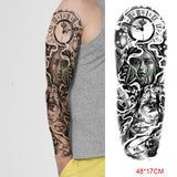 Popxstar Teenagers over Knee Tattoo Men Small Men's Tattoos Waterproof Temporary Tattoo Sticker Anubis Ancient Egypt Dog Roma Clock Eye Full Arm Fake Tatto Flash Tatoo Sleeve for Men Women