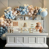 Popxstar Doubled Blue Blush Nude Balloons Garland Arch Baby Shower Decoration Apricot Ball Kid Birthday Party Gender Reveal Decor Supply