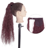 Popxstar Synthetic Corn Wavy Long Ponytail  Hairpiece Wrap on Clip Hair Extensions Ombre Brown Pony Tail Blonde Fack Hair