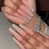 Popxstar Spring Centerpiece Ideas Short Square Acrylic Nails Spring Dip Nails  24pcs/box Fake Nails With Design Tai Chi White Black Full Cover Acrylic Press On Fake Nails Sets With Glue Long Artifical Nails