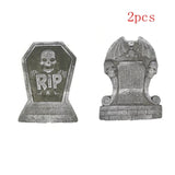 Popxstar 4pcs Horror Skull Foam Fake Tombstone Halloween Outdoor Ornaments Happy Halloween Party Decoration Props Haunted House Decors