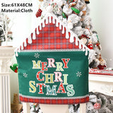 Popxstar New Year Christmas Grid Chair Cover Noel Santa Christmas Decorations for Home Navidad Xmas Ornament Dinner Table Decor