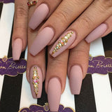 Popxstar spring centerpiece ideas short square acrylic nails spring dip nails 24pcs Mid Length Fake Nails Ballet Removable Wear Full Cover Coffin Artificial Manicure Patch False Nail Tips with Glue