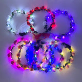 Popxstar 1pc Glowing Garland Hairband LED Light Up Crown Wreath Women Girl Adjustable Birthday Wedding Festival Party Luminous Decoration