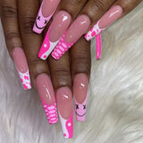 Popxstar Spring Centerpiece Ideas Short Square Acrylic Nails Spring Dip Nails  24pcs/box Fake Nails With Design Tai Chi White Black Full Cover Acrylic Press On Fake Nails Sets With Glue Long Artifical Nails