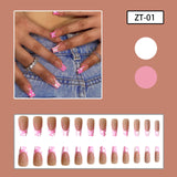 24pcs y2k Fake Nails Black White Star Printed Press on Nail Tips Long Coffin European Artificial Nail Patch for Girl Women