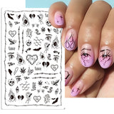 Popxstar 3D Nail Stickers Decals Black Snake Blood Scratches Clown Halloween Eyes Tattoo Slider Design Winter Manicure Decoration SAF792