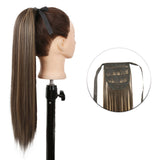 Popxstar Synthetic Corn Wavy Long Ponytail  Hairpiece Wrap on Clip Hair Extensions Ombre Brown Pony Tail Blonde Fack Hair