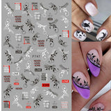 Popxstar Back Glue Nail Stickers Transparent White Black Florals Butterflys Decals For Nail Art Manicure Beauty Decoration