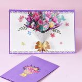 Popxstar 3D Pop UP Happy Birthday Greeting Cards Invitation Card Happy Mother's Father's Day Love Mom Dad Rose Flower Thank You Gift Card