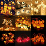 Popxstar 150cm 10LED Halloween LED String Lights Portable Pumpkin Ghost Skeletons Lights for Home Bar Halloween Party Decor Supplies