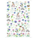 Popxstar black Glue Stickers Spring Summer Daisys Sunflowers Nail Decals Decoration For Nail Art Manicure Beauty