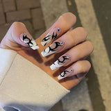 Popxstar spring centerpiece ideas short square acrylic nails spring dip nails 24pcs Mid Length Fake Nails Ballet Removable Wear Full Cover Coffin Artificial Manicure Patch False Nail Tips with Glue