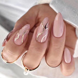 24Pcs Almond False Nails Long French Stiletto Fake Nails with Leopard Print Design Full Cover Press on Nails Tips Manicure