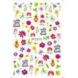 Popxstar black Glue Stickers Spring Summer Daisys Sunflowers Nail Decals Decoration For Nail Art Manicure Beauty