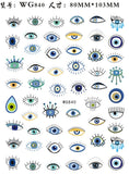 Popxstar Nail Art Stickers Water Decals Eyes Stripe Nail Art Decorations for Manicure Accessories Press on Nails Foil Stickers and Decals