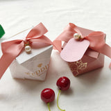 Popxstar Gift Box Pink/Bule/Marble Diamond Shape Baby Shower Birthday Party Packaging Candy Boxes Wedding Favors Decoration for Guests