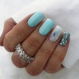 Popxstar 24pcs Summer False Nails with Designs Charms Flame Long Ballerina Fake Nails Wearable Coffin French Nails Tips Press On Nails