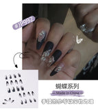 Popxstar spring centerpiece ideas short square acrylic nails spring dip nails  24pcs/box Fake Nails With Design Tai Chi White Black Full Cover Acrylic Press On Fake Nails Sets With Glue Long Artifical Nails