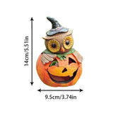 Popxstar Halloween Resin Crafts Pumpkin Head Owl Ornaments Creative Sculpture Miniature Figurines Halloween Gifts for Home Garden Decor
