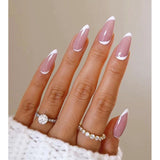 Popxstar 24pcs/Box False Nails Almond Coffee Color Design Artificial Ballerina Fake Nails With Glue Full Cover Nail Tips Press On Nails