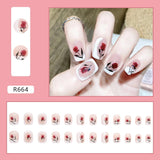 24Pcs/Box Red Ballerina Fake Nails Press On Nial Art Tips False Nails Press On Nails Coffin Artificial Nails