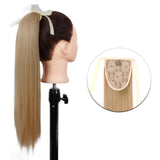 Popxstar Synthetic Corn Wavy Long Ponytail  Hairpiece Wrap on Clip Hair Extensions Ombre Brown Pony Tail Blonde Fack Hair