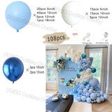 Popxstar Macaron Blue Balloon Garland Arch Kit Birthday Wedding Party White Grey Latex Gender Reveal Baby Shower Decoration Balloons