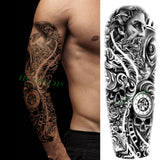 Popxstar Teenagers over Knee Tattoo Men Small Men's Tattoos Waterproof Temporary Tattoo Sticker Anubis Ancient Egypt Dog Roma Clock Eye Full Arm Fake Tatto Flash Tatoo Sleeve for Men Women