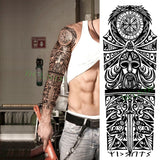 Popxstar Teenagers over Knee Tattoo Men Small Men's Tattoos Waterproof Temporary Tattoo Sticker Anubis Ancient Egypt Dog Roma Clock Eye Full Arm Fake Tatto Flash Tatoo Sleeve for Men Women