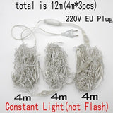 Popxstar 8m-48m Christmas Garland LED Curtain Icicle String Light 220V Droop 0.4-0.6m Mall Eaves Garden Stage Outdoor Decorative Lights