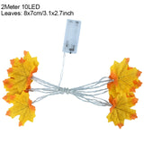 2M 10LED Artificial Autumn Maple Leaves Garland Led Fairy Lights for Christmas Decoration Thanksgiving Party DIY Decor Halloween